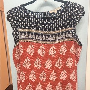 Ann Taylor Loft coral and navy blouse